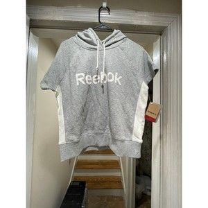 Womens Ladies Reebok Gray Short Sleeve Pullover Hoodie Size S NWT